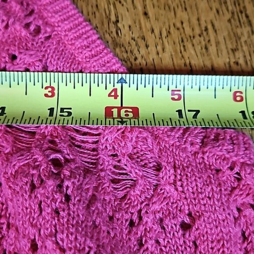 Arizona Jean Pink Crochet Fringe Tank Top XXL Boho Open Knit Sleeveless Shirt - Picture 7 of 8